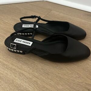 Steve Madden Black Flats with Silver Studs